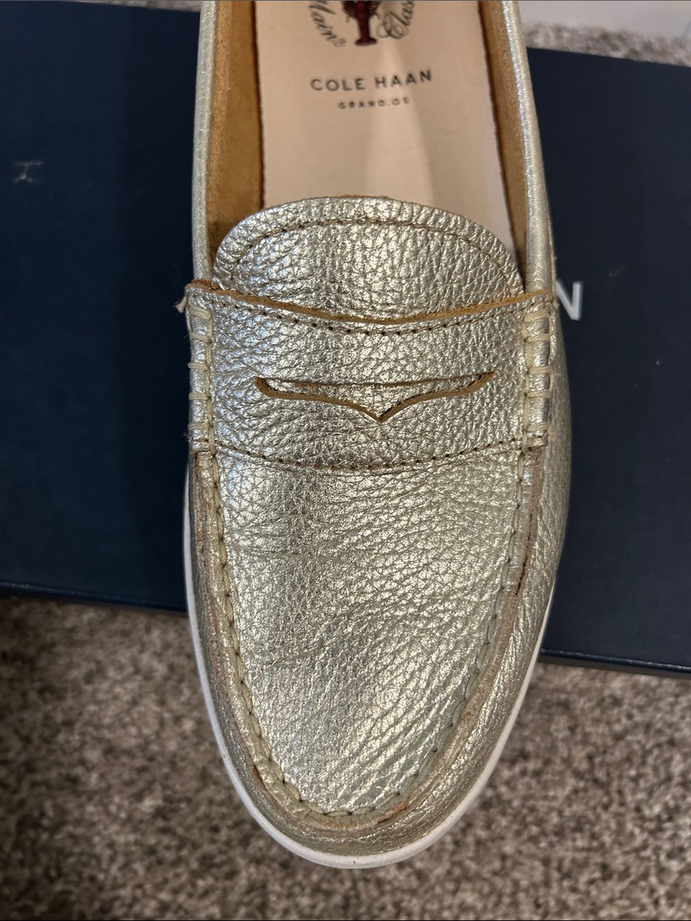 Cole Haan Gold Leather Penny Loafers - Picture 6 of 6
